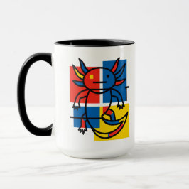 Abstrakter Mondrian Axolotl minimalistischer Neote Tasse