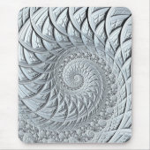 Abstrakter monochromer hellgrauer Spiral-Fraktal Mousepad (Vorne)