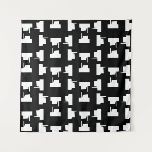 Abstrakter monochromer Hintergrund Halftone-Illust Wandteppich (Vorderseite)