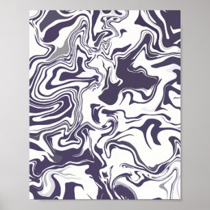 Abstrakter monochromer Marmor mit Midnight Navy Poster