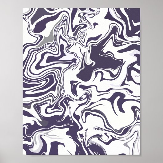 Abstrakter monochromer Marmor mit Midnight Navy Poster (Vorne)