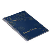 Abstrakter Monogram Elegant Navy Blue Gold Chic Notizblock (Rechte Seite)