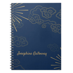 Abstrakter Monogram Elegant Navy Blue Gold Chic Notizblock