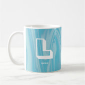 Abstrakter Monogramm Name Marble Blue Kaffeetasse (Links)