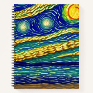 Abstrakter Moonlight Sky Beach Notizblock