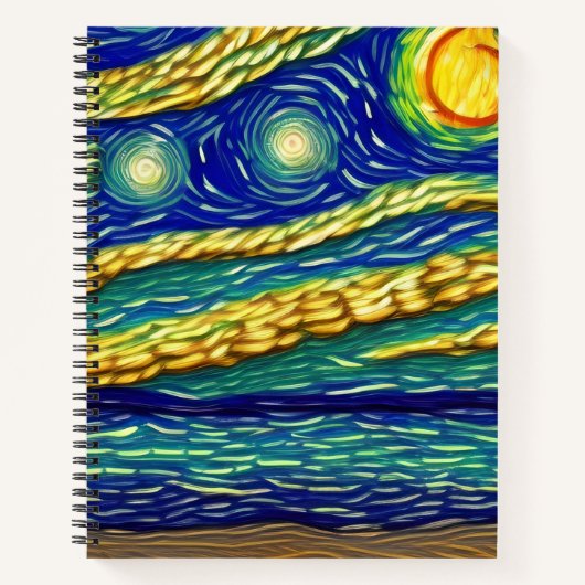 Abstrakter Moonlight Sky Beach Notizblock (Vorderseite)