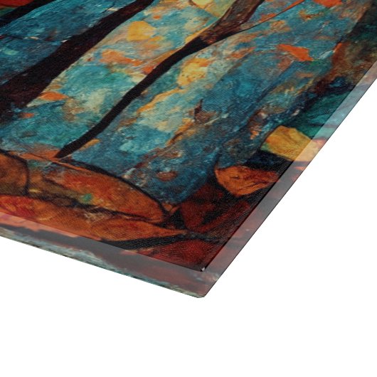 Abstrakter Mosaik-Herbstwald Schneidebrett (Ecke)