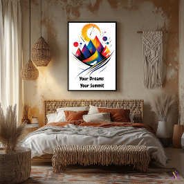 Abstrakter Motivierend Minimalistischer Bergsee-Za Poster