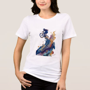 Abstrakter Mountainbiker   Flüssige Tinte-Wasserfa Tri-Blend Shirt