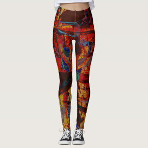Abstrakter Muster-Entwurf rot, grün-blau, Gelb Leggings