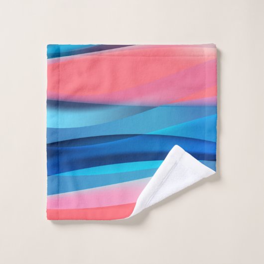 Abstrakter Name der korallenblauen Welle Badhandtuch Set (Waschlappen)