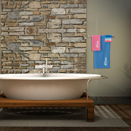 Abstrakter Name der korallenblauen Welle Badhandtuch Set