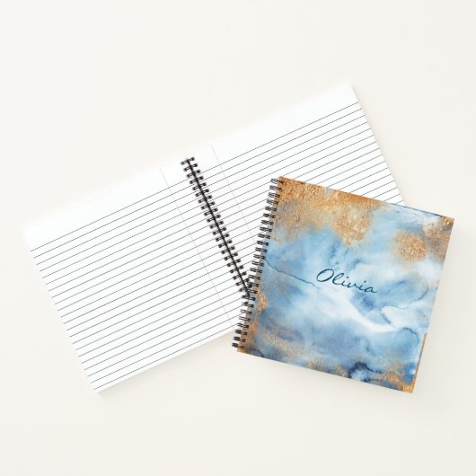 Abstrakter Name des Blauen Aquarellbilds Notizblock (Innenseite)