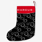 Abstrakter Name des modernen Schwarz-Weiß-Musters Kleiner Weihnachtsstrumpf (Rückseite)