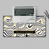 Abstrakter Name des Patterns "Black & Gold Agate" Schreibtischunterlage