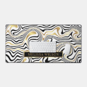 Abstrakter Name des Patterns "Black & Gold Agate" Schreibtischunterlage (Tastatur & Maus)