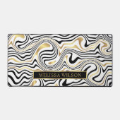 Abstrakter Name des Patterns "Black & Gold Agate" Schreibtischunterlage (Vorderseite)