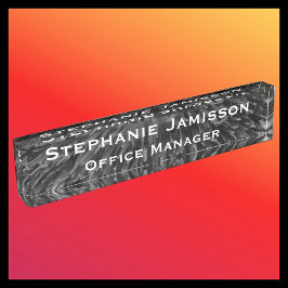 Abstrakter Name für Schwarzweiß-Macro Namensplakette