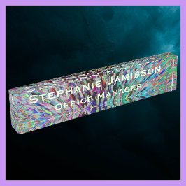 Abstrakter Name und Titel des Akrylus Retro Floral Namensplakette