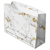 Abstrakter Name Weißer Goldmarmor Stone Minimal Lu Große Geschenktüte (Rückseite Schrägansicht)