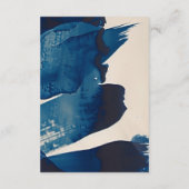 Abstrakter Navy Blue Ink Painting QR Code Hochzeit Begleitkarte (Rückseite)