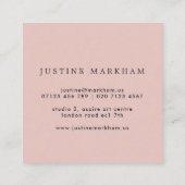 Abstrakter Navy und Blush Painted Floral Square Quadratische Visitenkarte (Rückseite)