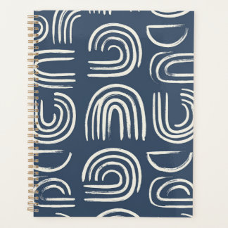Abstrakter Navyblauer Abstrakter Bogen Notizbuch | Planer
