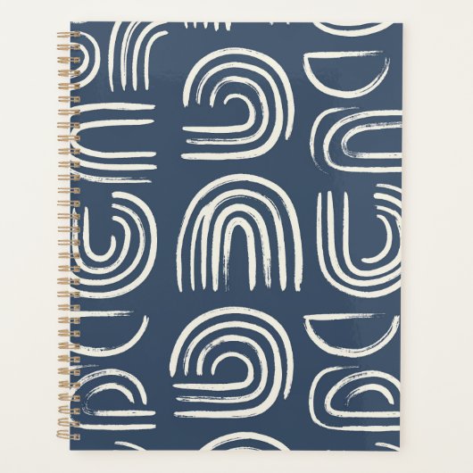 Abstrakter Navyblauer Abstrakter Bogen Notizbuch | Planer (Vorderseite)