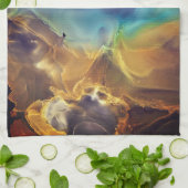 Abstrakter Nebel aus Feuer und Eis Geschirrtuch (Gefaltet)