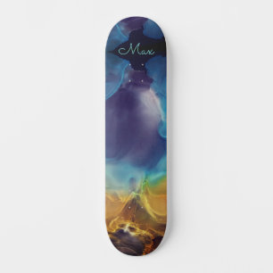 Abstrakter Nebel aus Feuer und Eis Skateboard