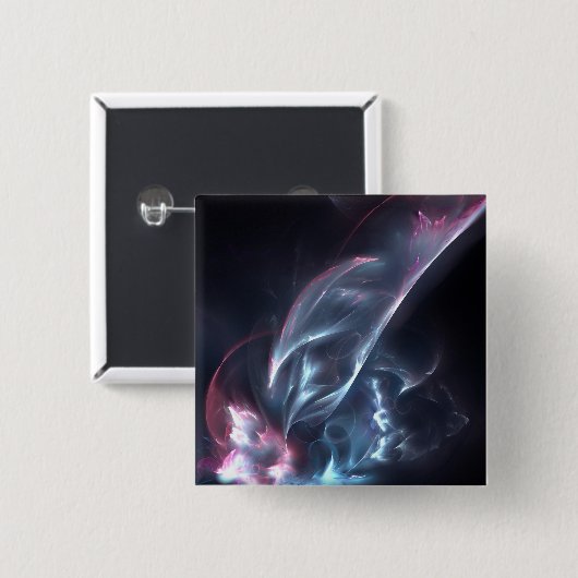 Abstrakter Nebel Blau und Lila Button (Vorne & Hinten)