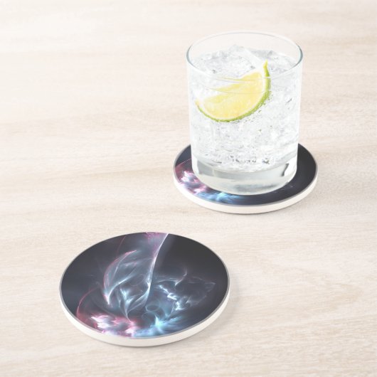 Abstrakter Nebel Blau und Lila Getränkeuntersetzer (Seite)