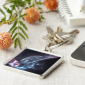 Abstrakter Nebel Blau und Lila Schlüsselanhänger (Seite)