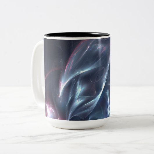 Abstrakter Nebel Blau und Lila Zweifarbige Tasse (Vorderseite Links)