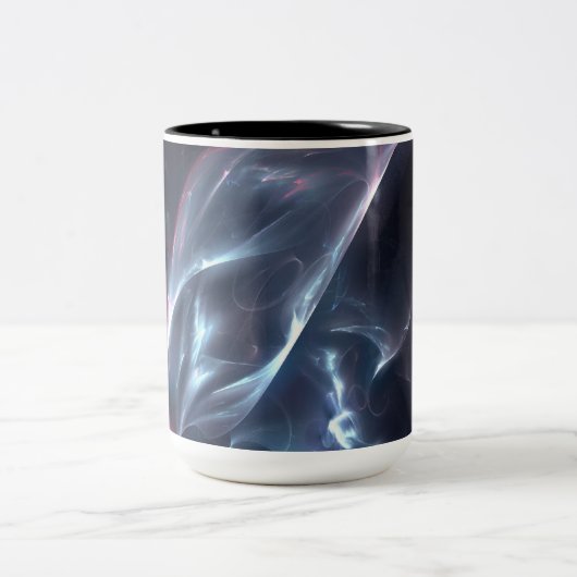 Abstrakter Nebel Blau und Lila Zweifarbige Tasse (Mittel)