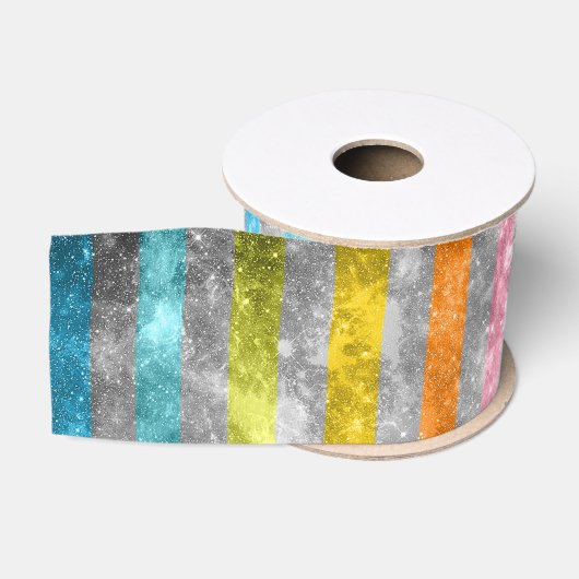 Abstrakter Nebelfleck MultiColors Stripes Muster Ripsband (Spule)
