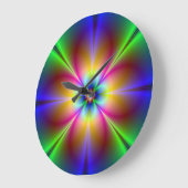 Abstrakter Neon Daisy Round Wall Clock Große Wanduhr (Winkel)