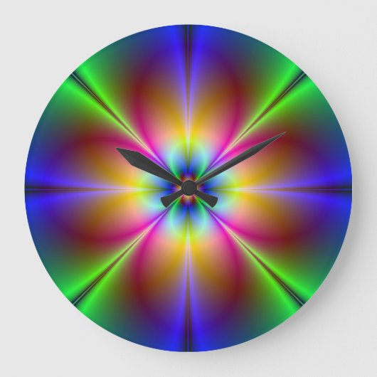 Abstrakter Neon Daisy Round Wall Clock Große Wanduhr (Vorderseite)