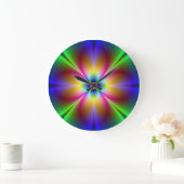 Abstrakter Neon Daisy Round Wall Clock Große Wanduhr (Zuhause)