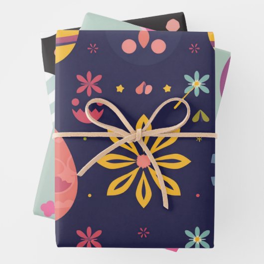 Abstrakter Neon Oaster Egg Wrap Geschenkpapier Set (Beispiel)