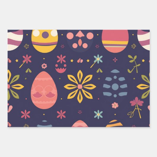 Abstrakter Neon Oaster Egg Wrap Geschenkpapier Set (Vorderseite)