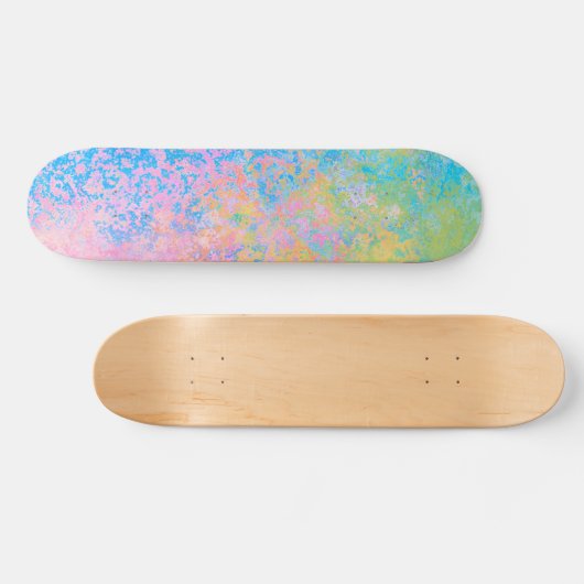 Abstrakter Neon Pastel Sky Alkoholtink Skateboard (Horizontal)