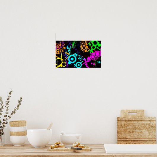Abstrakter Neon Spritzer Modernes Canvus Poster (Küche)