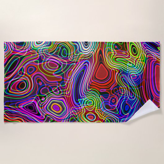 Abstrakter Neonenbogen Strandtuch (Vorderseite)