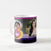Abstrakter neonflüssiger Buchstabe B Feder Kaffeetasse (Vorderseite Links)