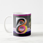 Abstrakter neonflüssiger Buchstabe B Feder Kaffeetasse (Links)