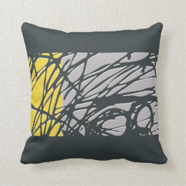 Abstrakter Nestentwurf im Grau und im Gelb Kissen