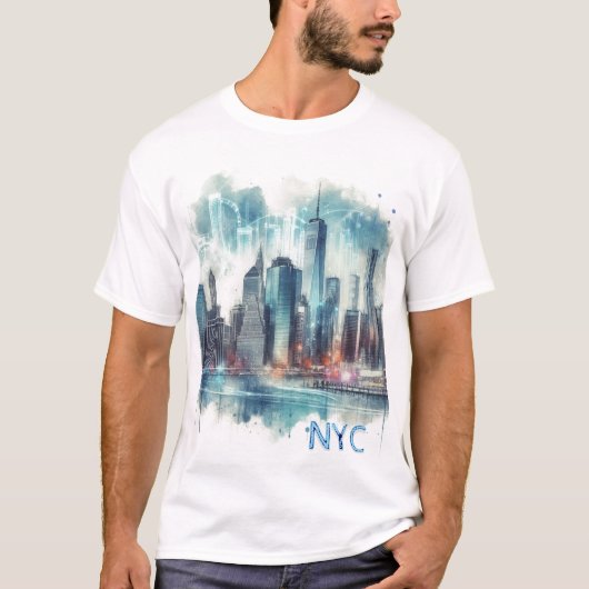 Abstrakter New Yorker T - Shirt für Wasserfarben (Vorderseite)