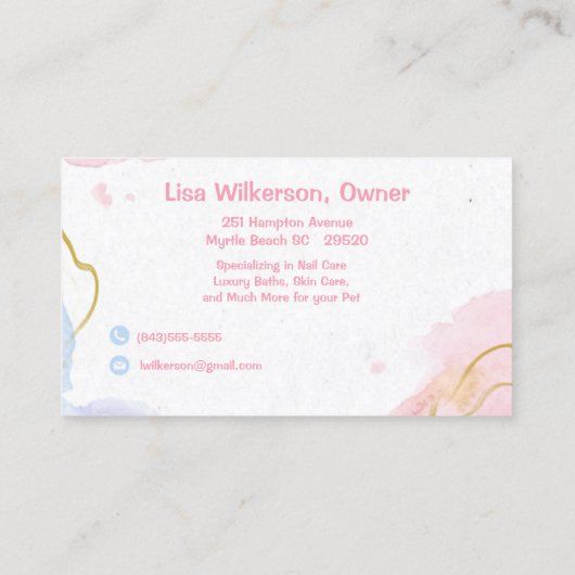 Abstrakter Niedlicher Hund bei der Pet Groomer Vis Visitenkarte (Rückseite)