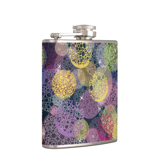 Abstrakter Niedlicher Polka-Dot-Kreis Flachmann (Rechts)